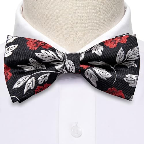 Image of YOHOWA Paisley Striped Men Bow Tie Pre-Tied Formal Adjustable Colorful Bowties Handkerchief Cufflinks Set Wedding Party
