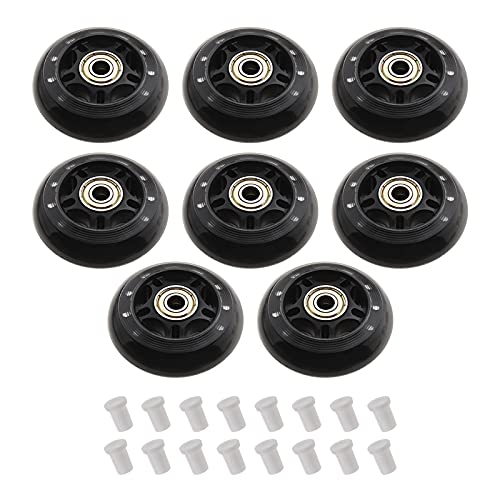 ECSiNG 8 Ruedas de Patinaje 82A de 70 mm con rodamientos ABEC-7 608ZZ equitación recreativa en Interiores y Exteriores, con espaciadores de plástico Blanco de 6 mm, Repuesto de Poliuretano Negro