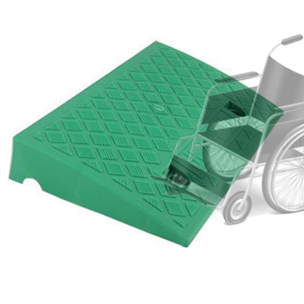 Rampa portátil para silla de ruedas para escalones, calzadas y bordillos, rampa de plástico antideslizante para entrada de garaje, rampa de umbral de elevación de 7,6 cm, color verde