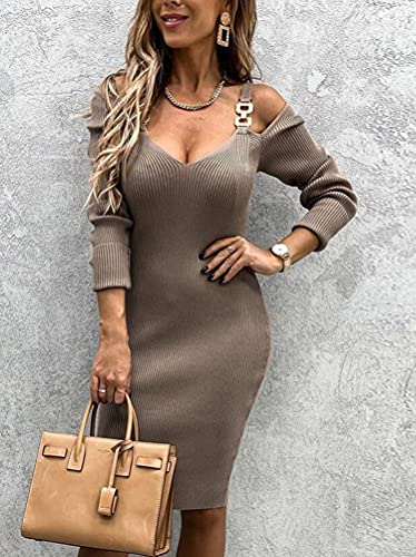 Shownicer Donna Vestito Abito in Maglia Girocollo