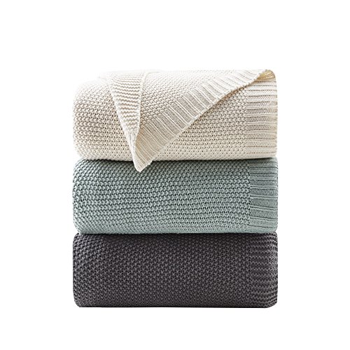 Image of INK+IVY Bree Knit Throw Blanket for Bed, Sofa, and Couch, Lightweight, Breathable, Soft & Cozy Summer Blanket, King (108 in x 90 in), Ivory
