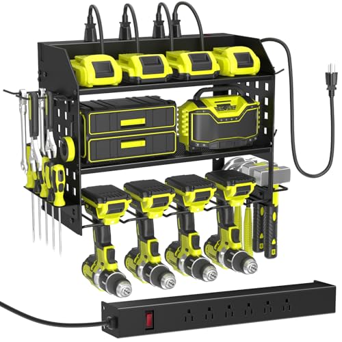 SUNALLY Power Tool Organizer Wall Mount Charging Station,3