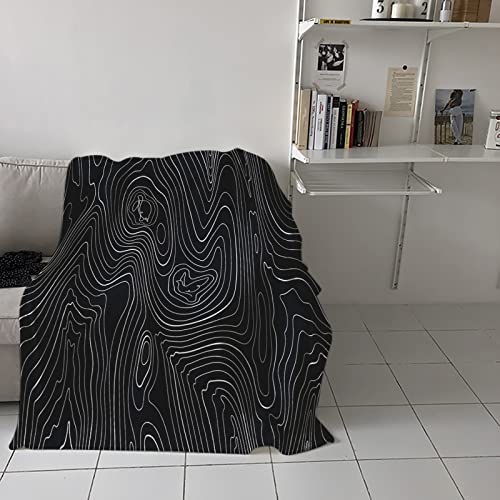 Nicecome Flannel Fleece Blanket Throw, Abstract Style Black And White Simple Line Mountain Range Ultra Soft Warm Fluffy Plush Throw Blanket For Bed Couch Camping Decorative Throw 60"X50" #TOP3
