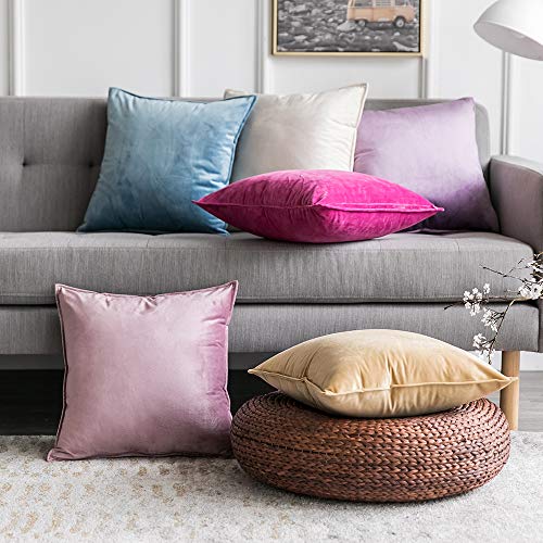 Miulee Pack Of 2 Decorative Velvet Throw Pillow Cover Soft Hot Pink Pillow Cover Soild Square Cushion Case For Sofa Bedroom Car 18X 18 Inch 45X 45Cm #TOP4