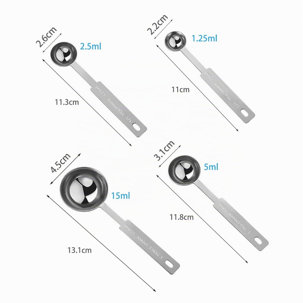 Cuillère Doseuse 4 Pièces en Acier Inoxydable pour Pâtisserie