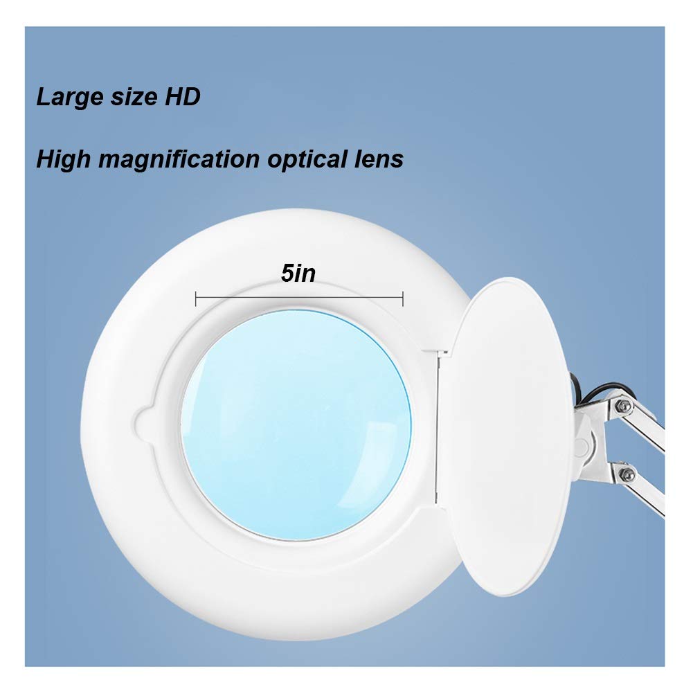 Lente d'Ingrandimento da Tavolo, Lampada con Morsetto, Lampada a LED con Supporto Pieghevole per la Lettura, Lampada da scrivania a Mani libere, Lente d'Ingrandimento per Anziani i