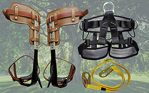 Evoke Gear Tree Climbing Spur Spike Set Pole Climbing Spurs Adjustable Pro Harness Lanyard
