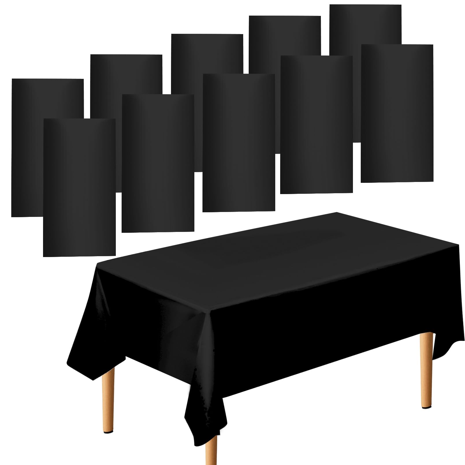 Ausurme Black 10 Pack Disposable Tablecloths, Table Cloth,Plastic Table Cover,Waterproof Party Tablecloths,Rectangular Table Cover For Parties Wedding Birthdays(137 * 274 Cm)