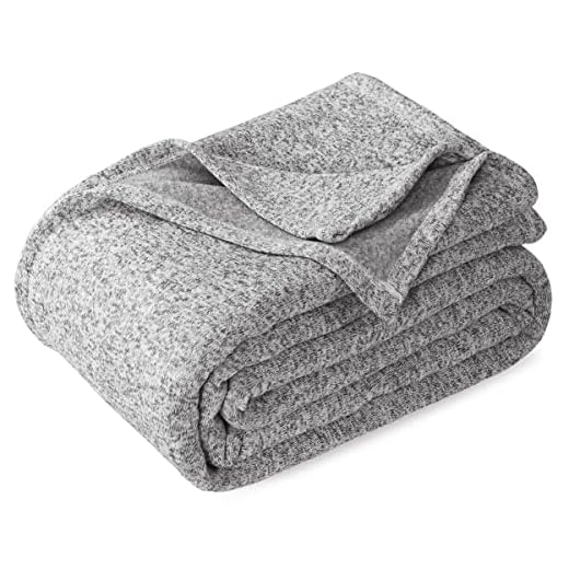 KAWAHOME Summer Sweatshirt Blanket King Size for Bed-Lightweight Breathable Blankets,Soft Thin Knit Jersey Blanket for Hot Sleepers,108 X 90 Inches, Heather Grey