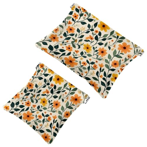 Elegante borsa per cosmetici con piccoli fiori bohémien impermeabile senza cerniera chiusura automatica mini custodia portatile da viaggio per cuffie e gioielli Multicolore 01 7.1x5.8