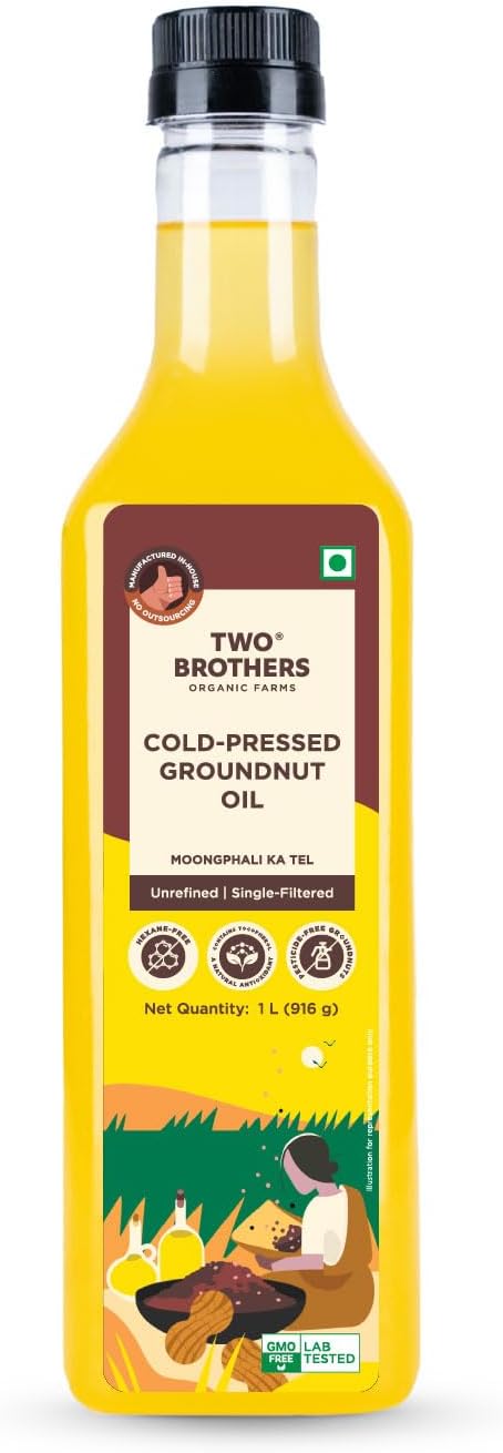 TWO BROTHERS ORGANIC FARMS Amorearth Peanut Oil, Wood-Pressed, Single-Filtered (1 Liter)