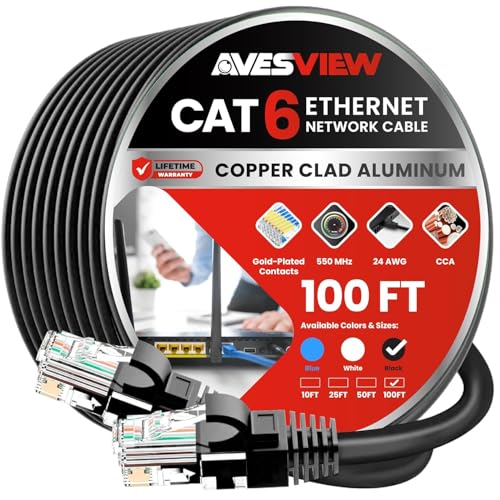 Câble Ethernet Cat 6 30m noir haut débit 10 Gbit/s pour réseau local domestique et modem