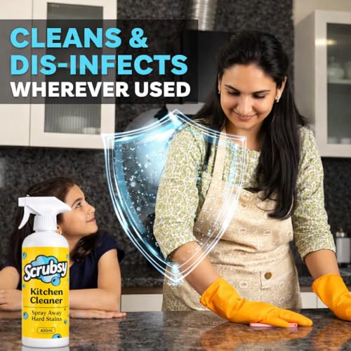 Image of Kitchen Cleaning Spray - Kitchen Surface and Chimney Cleaner - Gas Stove Cleaner Liquid Spray - All Purpose Grease, Slab Tough Degreaser Foam Spray, Streak-Free Shine, 800ml, Pack of 2