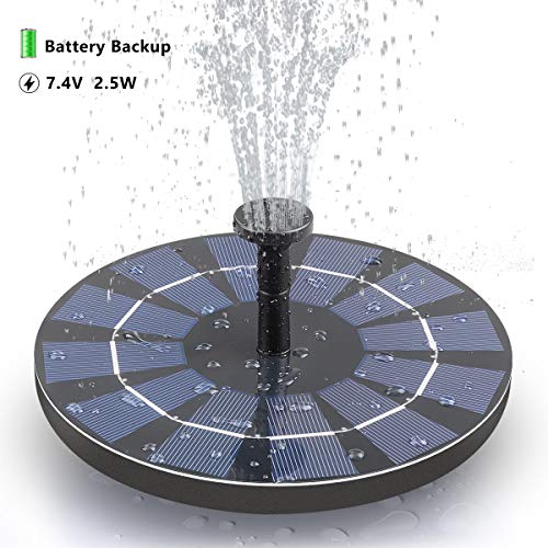 SOARAISE Solar Fountain with Battery Pack, 2.5W Powered Fountain Bird Bath Fountain Pump Free-Standing Outdoor Solar Panel Kits Water Pump for Birdbath, Garden, Pool, Pond