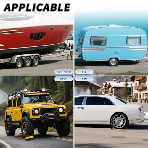 Vacallity Wheel Chocks for RV Trailer Car Truck, Upgrade Rubber Wheel Chocks with Rope Easy to Use,Camper Travel Chock Blocks Wheel Immobilizers & Chocks (6.2\" 4pair)