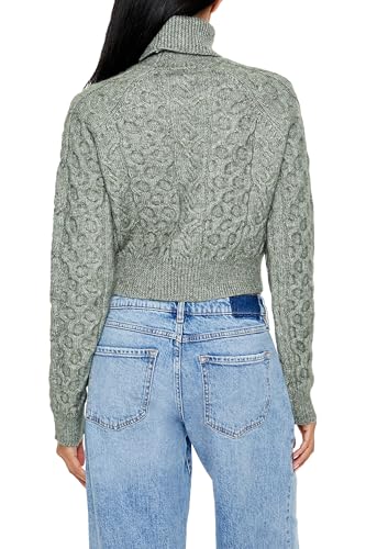 Image of Forever 21 Women's Cropped Cable Knit Turtleneck Sweater