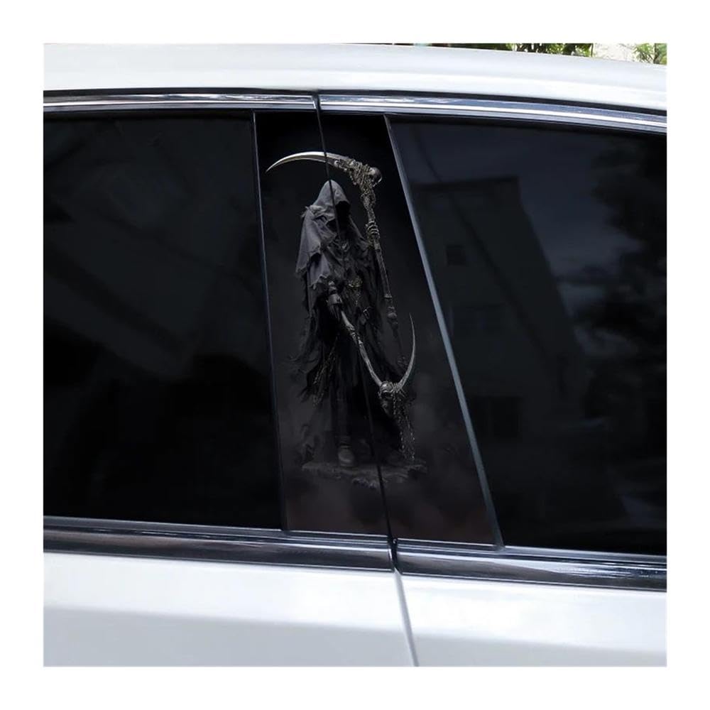 Decorative Items 2pcs Horror Grim Reaper Car Door Pillar Sticker DIY Skull Vinyl Sticker Car B-Pillar Sticker(B)