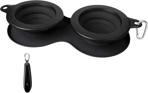 Miniatura 1 de WINSEE - Cuencos plegables para perros con agua, portátil, para alimentar alimentos para mascotas, gatos, plegable, expansible, sin derrames, tapete