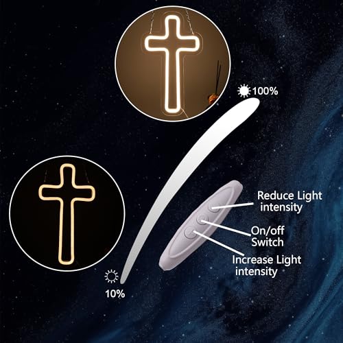 Image of Cross Led Sign For Wall Decor Small Cross Light Up Signs Wall Art for Bedroom Wall Decor Holiday Birthday Gift