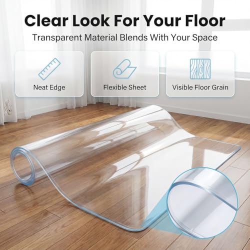 Protector de plastico transparente para alfombras que evita manchas y roturas por sillas ruedas 3
