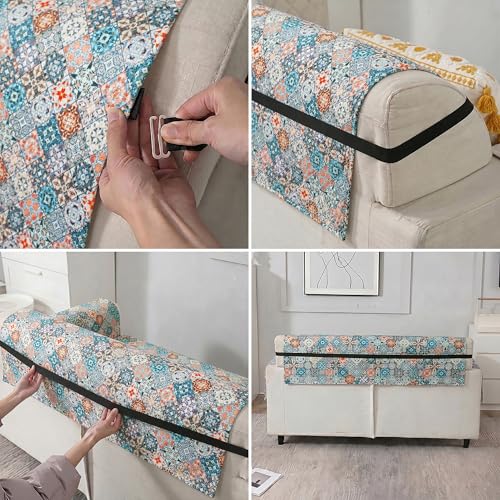 Image of Story@Home Sofa Cover 6 Seater Fully Covered | Sofa Covers 3 Seater and 2 Seater & Single Sofa Cover - 3+2+1 Sofa Set Cover Config | Sofa Mat with Sofa Back Covers & ArmRest - Multi Color