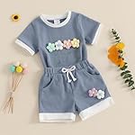 Toddler Baby Girl Outfits Floral Summer Clothes Infant Spring Waffle Short Sleeve Shirt Tops Cute Shorts Set - Image 3