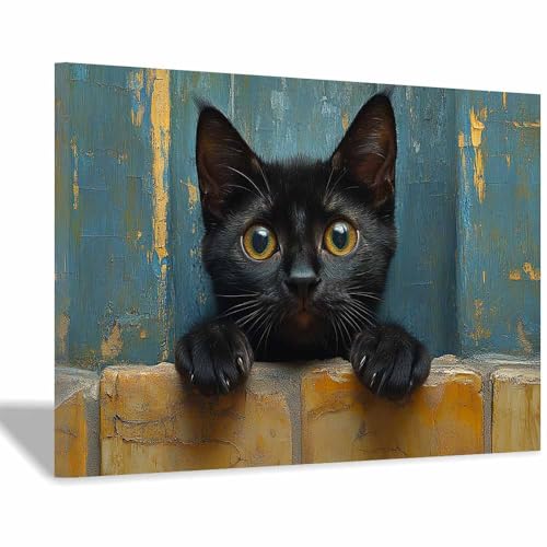 Toile murale chaton noir mignon pour créer une ambiance chaleureuse dans la chambre