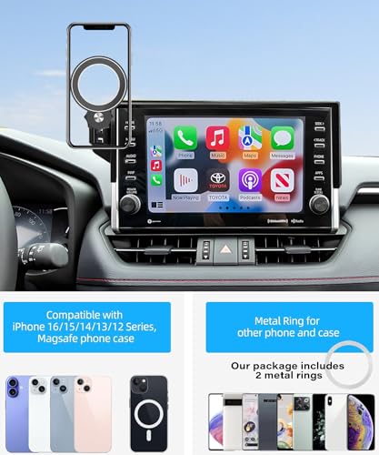 Image of Car Phone Holder for Toyota RAV4 2022 9 inch Screen Accessories | MagSafe Strong Magnetic Clip-On Cell Phone Mount, 360 Rotatable Hands-Free Holder, Not Block Air Vents
