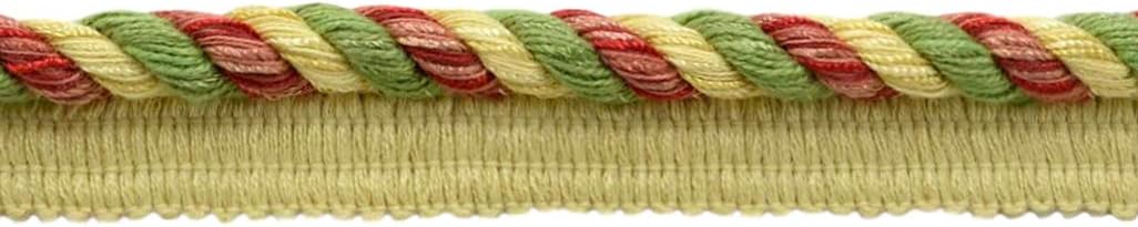 DÉCOPRO 3/8" (1cm) Duke Collection Twisted Rope Cord Trim with Lip (Style# 0038DKL) Mixed Beige Multicolor #F40 (Gold Beige Pure Black Olive Green) 24 Yards (72 ft/21.5m)