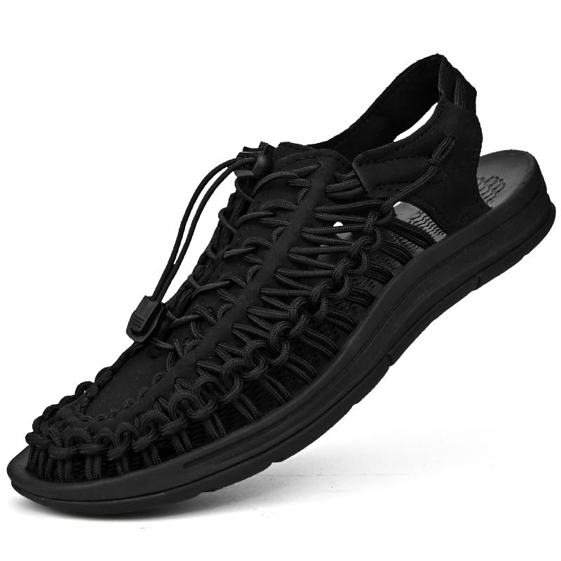 SAFECAMS Rope Sport Sandals for Men Fisherman Shoes Men's Handmade Woven Sandal Shoes Comfortable & Lightweight Cord Beach Sandals