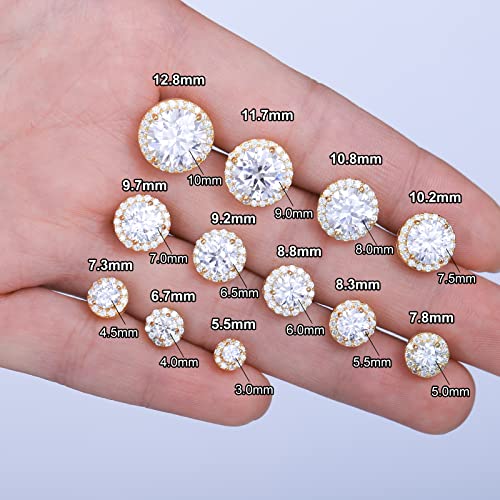 Moissanite Halo Earrings Stud Screw Back 1.0Ct 5Mm 18K White Gold Plated 925 Sterling Silver Lab Round Cut Brilliant D Color Vvs1 Clarity Moissanite Diamond Stud Earrings For Women Girls Men #TOP1