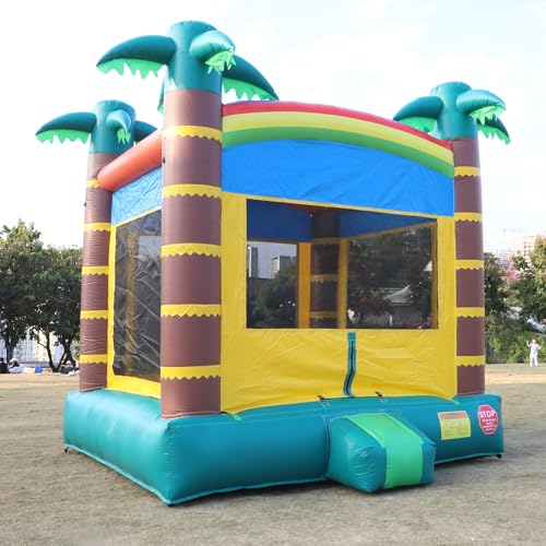 Inflatable Jump Bounce House 13.8FT, 100% PVC Indoor & Outdoor Backyard Blow-Up Bouncy Playhouse with Air Blower and Storage Bag, Jumping Castle for Parties, Birthdays, Green