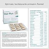 amitamin© Hair Plus Haar Vitamine | 180 Komplex Kapseln 3 Monate hochdosiert | Zink, Kupfer, Biotin, Selen, Folsäure plus 16 wichtige Nährstoffe | auch gegen erblichen Haarausfall | vegan |