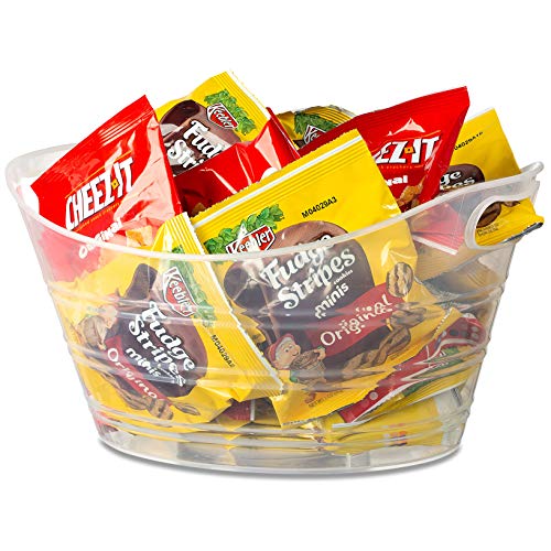 Zilpoo 4 Pack - Plastic Oval Storage Tub, 4.5 Liter Wine, Beer Bottle Drink Cooler, Parties Ice Bucket, Party Beverage Chiller Bin, Baskets, Clear #TOP3