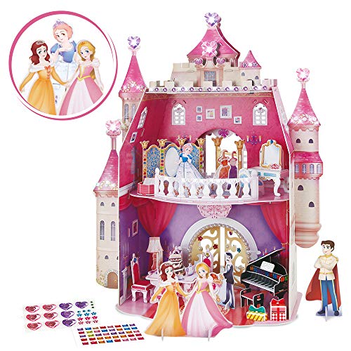 CubicFun 3D Kids Puzzle Princess Doll House with Crystal Gems for Girls and Adult, Valentine's Gifts for her and Kids, Princess Birthday Party