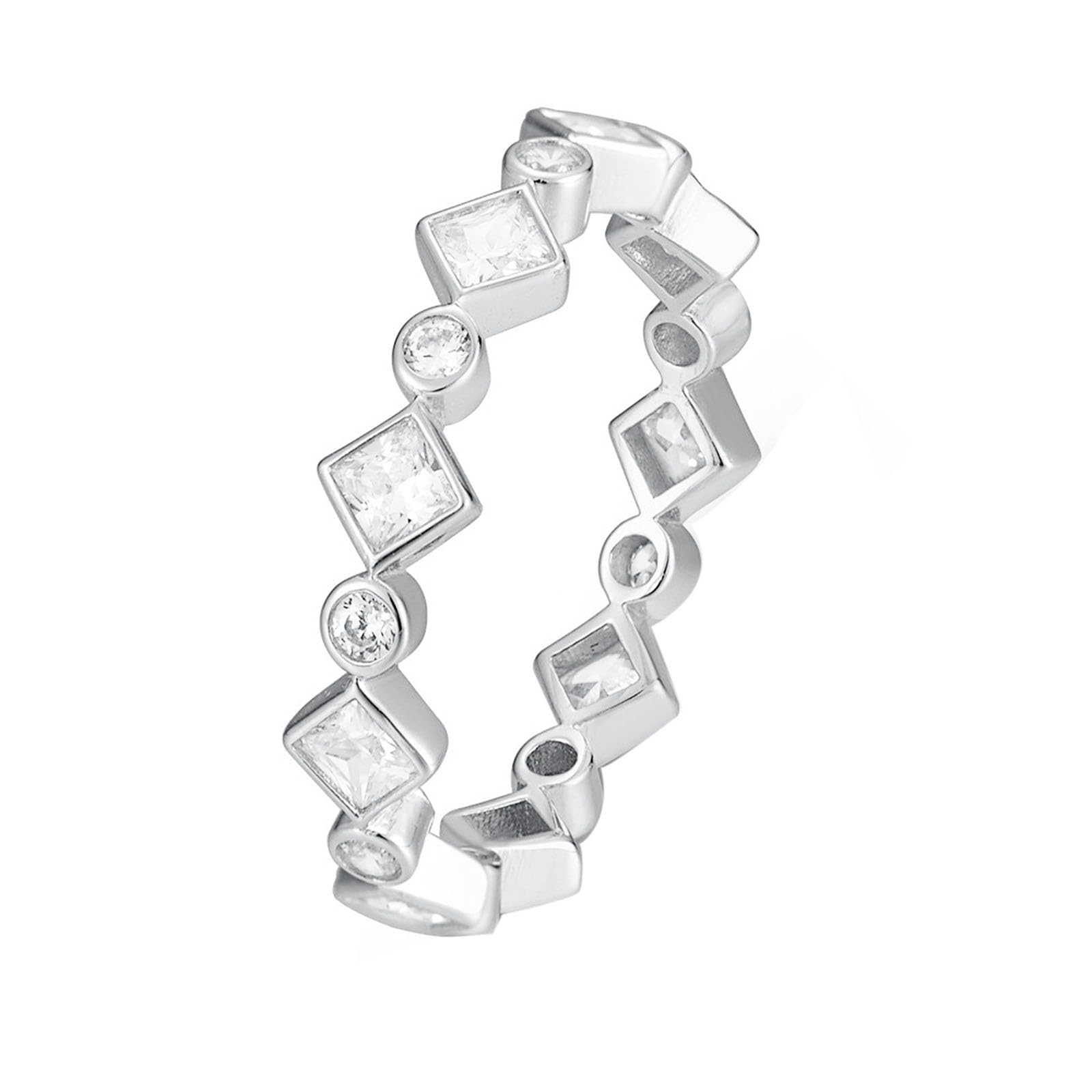Anello Matrimonio Donna, Oro 9K/14K/18K Anello con promessa Geometrica con moissanite