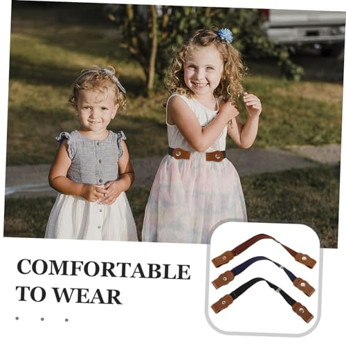 VALICLUD 3pcs Stretchy Waist Belts for Boys and Durable Pant Belts Black Navy and Light Coffee Lightweight and Reusable Childrens Dress Accessories for School and Daily Wear3