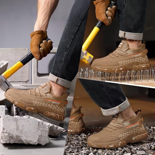 Image of Steel Toe Work Shoes for Men Lightweight Safety Shoes with Puncture Resistant Sole Comfortable Construction Industrial Work Shoe for Warehouse