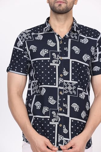 Image of CVC Fashion Men's Printed Button-Down Shirt - Aesthetic Regular Fit Half Sleeve Casual Shirt for Men, Ideal for Summer & Beach Wear
