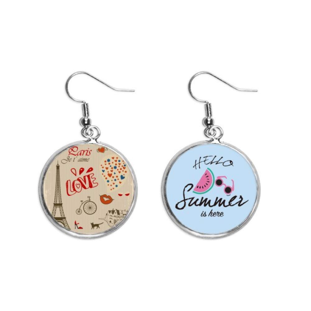 Pendientes de sandía ligeros que no dañan el lóbulo con diseño chic de la Torre Eiffel 5