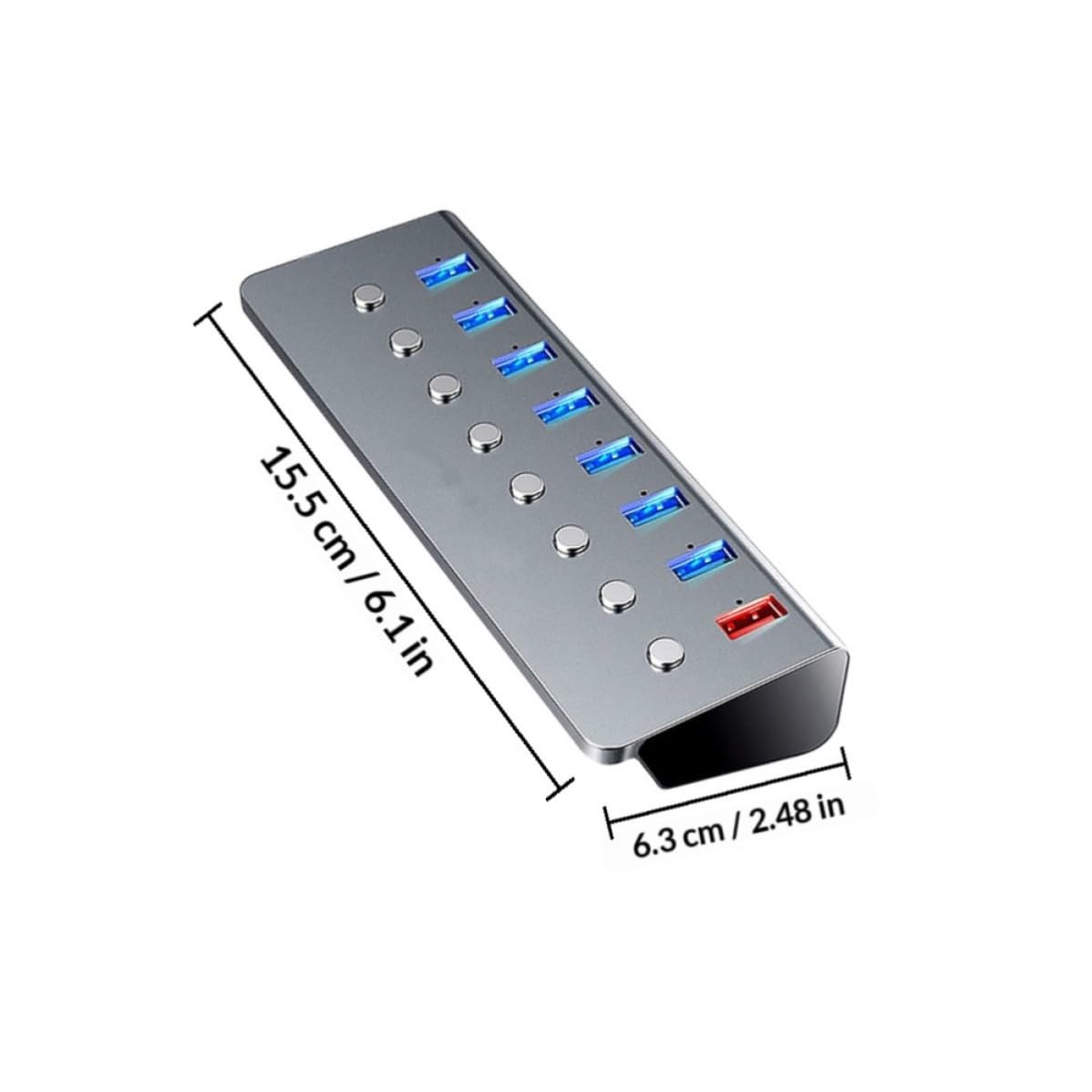 USB Hub 3.0 in Lega di Alluminio 7 Porte Porta Ricarica | 1 Pezzo, Divisore Portatile per Viaggio di Lavoro, Espansione a 8 Interfacce per Gestione Pratica