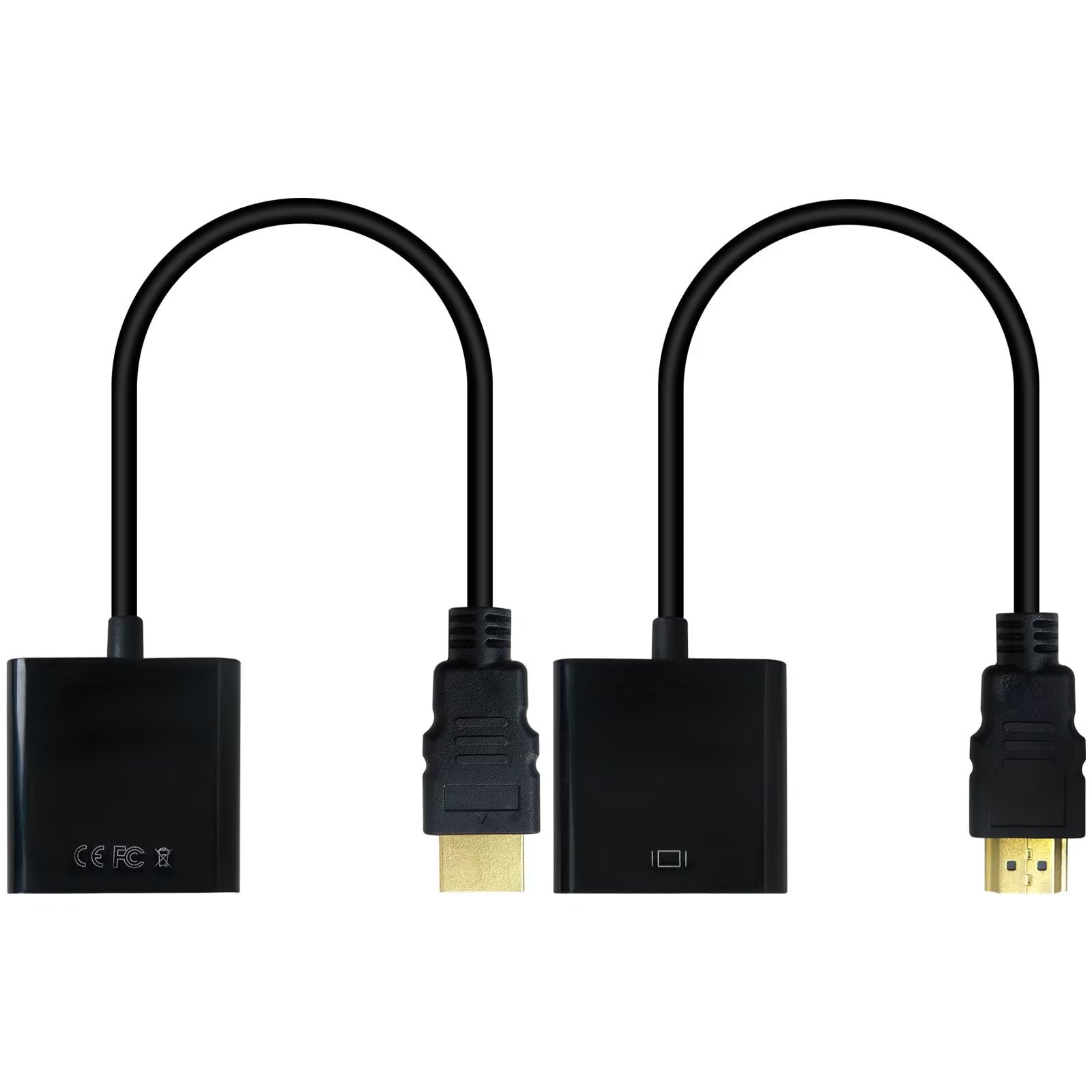 Qblahip 2 x HDMI to VGA Adapter Replacement for Projector/HDTV/Chromebook/Raspberry Pi/Roku/Xbox, Up to 1080p Full HD (1920x1080@60Hz), Gold-Plated