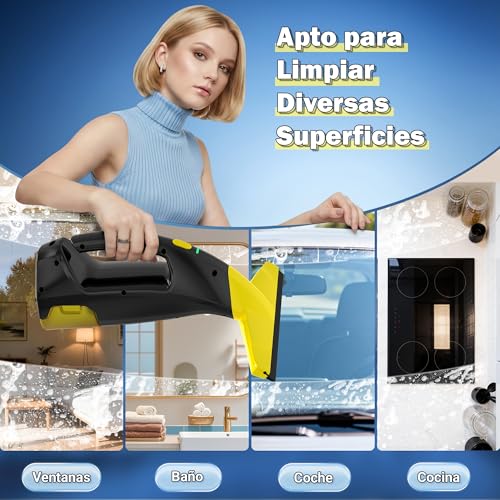 EAVE Limpiacristales Electrico, Set Limpiacristales con 45min de Autonomía, Limpia Cristales Electrico Ventanas con Boquilla de 28cm y Depósito de 200ml, Apto para Ventanas y Espejos (amarillo) - imagen 7