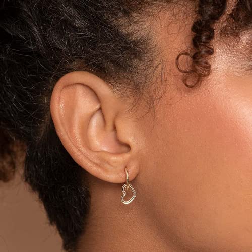 Rommanel 18K Gold Plated Heart Huggie Earrings | Super Lightweight, Cute Earrings with a Dainty Heart Pendant | Timeless Accessories to Look Feminine and Elegant3