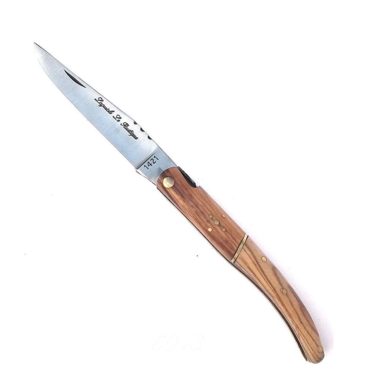 5944-rustique. Poche Pliant Laguiole Bougna fait main Superbe Couteau Multi outil. Design Double incrustation en teck LE STYLE rustique. Cardinal en laiton avec poignée en bois Rivet. En Filigrane Métal dos. UK non de verrouillage de manche Longueur total