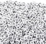 White Letter Cube Beads for Jewelry Making DIY Necklace Bracelet (6mm),1200PCS Square Letter Beads