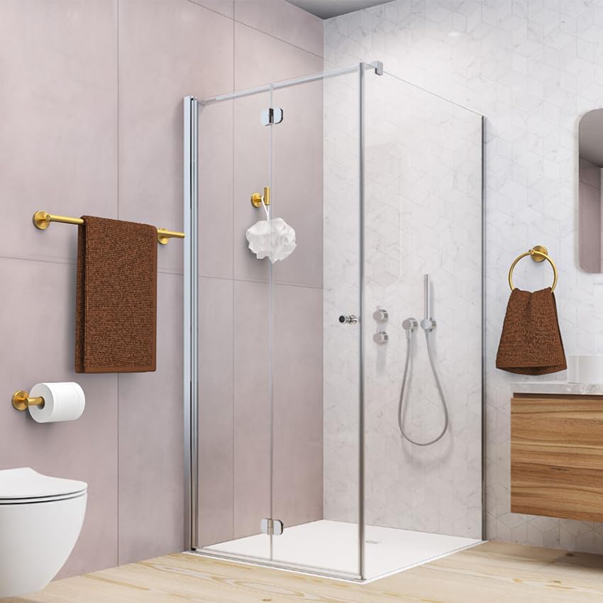 Miniatura 6 de USHOWER Juego de accesorios de baño de oro cepillado, juego de toallero de 24 pulgadas montado en la pared, juego de accesorios de baño de acero