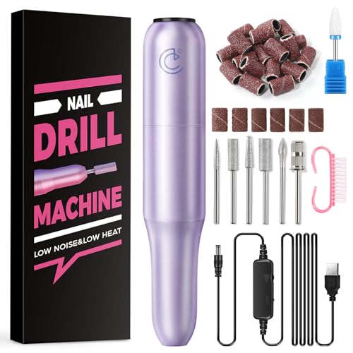 COSCELIA Torno para Uñas 20000 RPM, 29 en 1 Lima Electrica Uñas con Brocas de Cerámica, Portatil Velocidad Ajustable, Manicura y Pedicura Eléctrico Profesional para Salón DIY