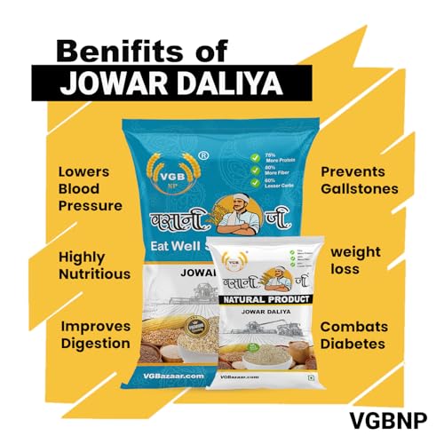 Image of Vasani G Jowar Daliya | Sorghum Millet Porridge | Great Millet Milo Dalia | Jola Jonna Cholam Jwari Juar Janha Jua Shalu Jovari Chari Cereal Porridge Broken Grain - 3kg