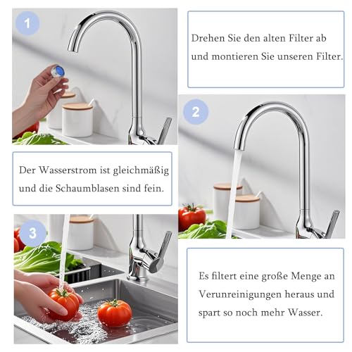 Alethron Wasserhahn Aufsatz, 4 Stück Perlatoren M22 für Wasserhähne, Wasserfilter Wasserhahn Sieb Einsatz, Strahlregler Perlatoren Wassersparend, Water Filter Tap Ersatzteile Belüfter Auslauf